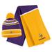 Women's WEAR by Erin Andrews Purple Minnesota Vikings Colorblock Cuffed Knit Hat with Pom and Scarf Set