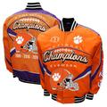 Men's Franchise Club Orange Clemson Tigers Commemorative Football 3 Time National Champions Full-Snap Jacket