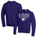 Men's Champion Purple Kansas State Wildcats Stack Logo Volleyball Powerblend Pullover Sweatshirt