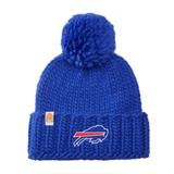 Women's Sh*t That I Knit Royal Buffalo Bills Hand-Knit Brimmed Merino Wool Beanie with Yarn Pom