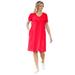 Plus Size Women's Perfect Short-Sleeve V-Neck Tee Dress by Woman Within in Vivid Red (Size 5X)