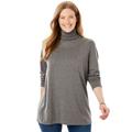Plus Size Women's Perfect Long-Sleeve Turtleneck Tee by Woman Within in Medium Heather Grey (Size 4X) Shirt
