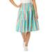 Plus Size Women's Jersey Knit Tiered Skirt by Woman Within in White Multi Watercolor Stripe (Size 18/20)