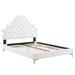 House of Hampton® Gwyneth Tufted Performance Velvet Platform Bed Upholstered/Velvet in White | 61 H x 87 W x 87 D in | Wayfair