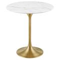 Lippa 20" Round Artificial Marble Side Table by Modway, Metal in White/Yellow | 20.5 H x 19.5 W x 19.5 D in | Wayfair EEI-5685-GLD-WHI