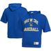 Men's Mitchell & Ness Royal Milwaukee Brewers Cooperstown Collection Washed Fleece Pullover Short Sleeve Hoodie