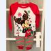 Disney Pajamas | New 9m 2pc Disney Infants Mickey Mouse Lights & Ears Christmas Pajamas-Pjs | Color: Green/Red | Size: 9mb
