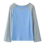 Jdefeg Junior Size Clothes for Girl Little Girls Casual Long Sleeve Raglan Sleeve T Shirts Crewneck Tunic Tops Kids Teen Color Block Tee Blouses Autumn Clothes Girls Neon Tops Cotton Light Blue M