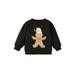 Sunisery Kids Toddler Baby Boys Girls Spring Autumn Pullover Long-Sleeved O-Neck Letter Gingerbread Man Print Sweatshirt Black 18-24 Months