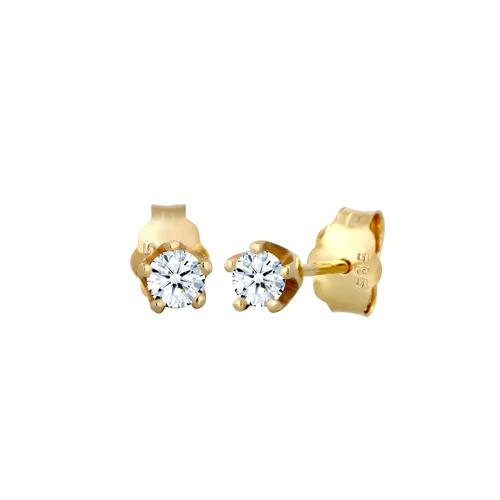 Elli DIAMONDS - Klassisch Elegant Diamant (0.22 ct.) 585 Gelbgold Ohrringe 1 ct Damen