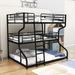 Isabelle & Max™ Turien Full XL over Twin XL over Queen Metal Triple/Quad Bunk Bed by Isabelle & Max Metal in Black | 74 H x 62 W x 82 D in | Wayfair