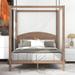 Queen Size Half-Moon Headboard Canopy Bed Straight Lines Platform Bed, 83.9''L*62.8''W*70.9''H, 87LBS