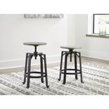 Signature Design by Ashley Lesterton Brown/Black Swivel Counter Height Stool (Set of 2) - 19"W x 19"D x 23/28"H