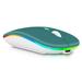 2.4GHz & Bluetooth Mouse Rechargeable Wireless Mouse for Oppo Reno4 Pro 5G Bluetooth Wireless Mouse for Laptop / PC / Mac / Computer / Tablet / Android RGB LED Deep Green