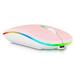 2.4GHz & Bluetooth Mouse Rechargeable Wireless Mouse for iPad mini (2019) Bluetooth Wireless Mouse for Laptop / PC / Mac / Computer / Tablet / Android RGB LED Baby Pink