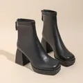 Bottes à talons hauts avec fermeture éclair au dos pour femmes bottes de rinçage chaussures de