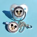 Porte-sucette Mickey Mouse en argent scintillant pour sucettes en Gel de silice pour bébés pour