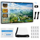 72 inch Projection Screen 16:9 4K HD Foldable Anti-crease Portable Projector Movies TV Screen Support Double Sided Projection for Home Theater Outdoor Indoor Support Double Sided Projection