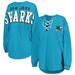 Women's Fanatics Branded Teal San Jose Sharks Spirit Lace-Up V-Neck Long Sleeve Jersey T-Shirt