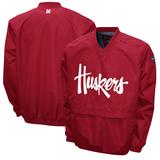 Men's Franchise Club Scarlet Nebraska Huskers Members Windshell Team V-Neck Pullover Jacket