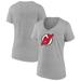 Women's Fanatics Branded Heather Gray New Jersey Devils Primary Logo Team V-Neck T-Shirt