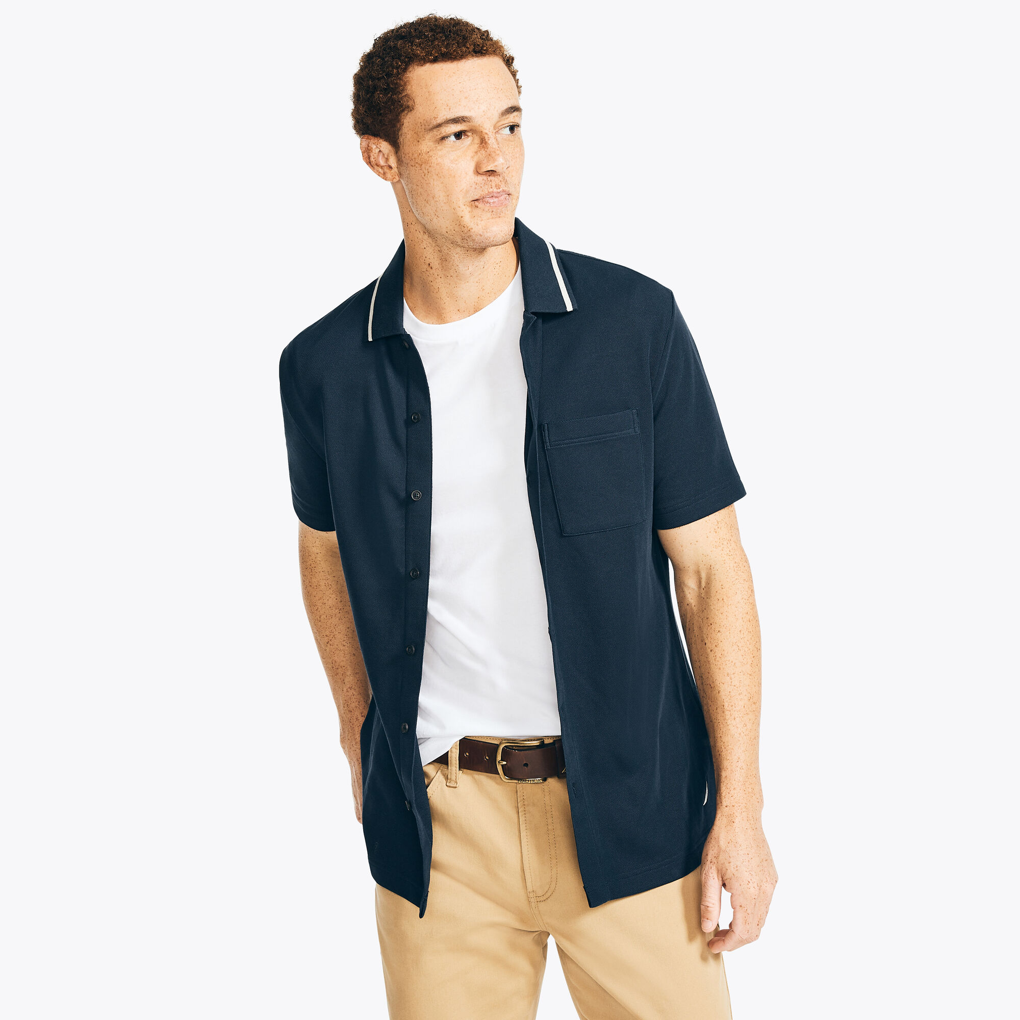 Nautica Men's Pocket Shirt 401 (Navy), S