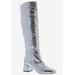 Wide Width Women's Remi Boots by Bellini in Silver Crinkle Metallic (Size 7 1/2 W)