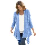 Plus Size Women's Open Front Pointelle Cardigan by Woman Within in French Blue (Size 2X) Sweater