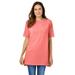 Plus Size Women's Perfect Short-Sleeve Boatneck Tunic by Woman Within in Sweet Coral (Size 2X)