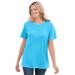 Plus Size Women's Thermal Short-Sleeve Satin-Trim Tee by Woman Within in Paradise Blue (Size 2X) Shirt