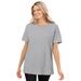 Plus Size Women's Thermal Short-Sleeve Satin-Trim Tee by Woman Within in Heather Grey (Size 5X) Shirt