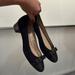 Coach Shoes | Coach Blue Velvet Suede Bow Heels 7.5 | Color: Blue | Size: 7.5