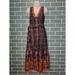 Anthropologie Dresses | Nwot Anthropologie Eyelet Navy Blue Orange Plaid V-Neck Tie Back Midi Dress Sm | Color: Blue/Orange | Size: S