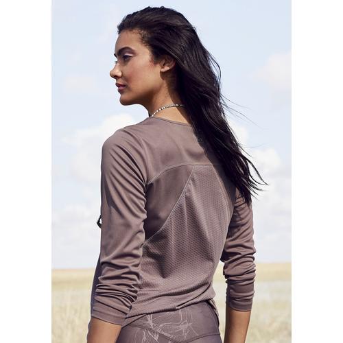 Funktionsshirt LASCANA ACTIVE Gr. XL (48/50), braun Damen Shirts Funktionsshirts mit Mesh-Einsatz