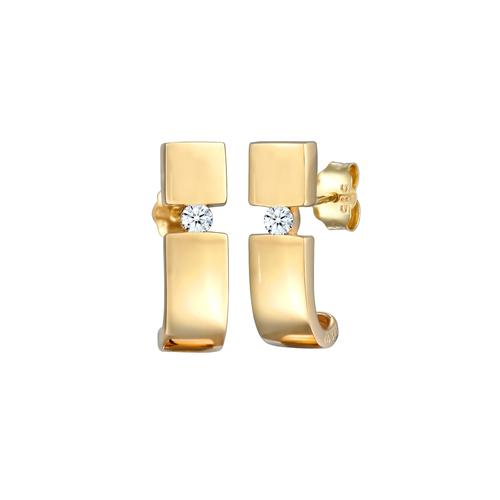 Elli DIAMONDS - Stecker Elegant Diamant Geo (0.12 ct) 585 Gelbgold Ohrringe 1 ct Damen