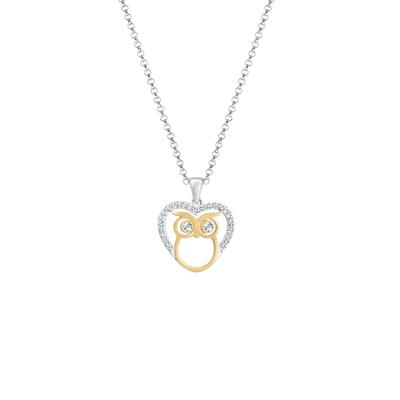 Elli - Eule Herz Bi-Color 925 Sterling Silber, mit Kristallen von Swarovski® Ketten 1 ct Damen (59.99 € / 1 ct) Image