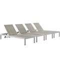 Ergode Shore Chaise Outdoor Patio Aluminum Set of 4 - Silver Gray