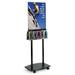 Double-sided Poster Frame And Literature Rack Black Laminate Base Locking Casters Clear Acrylic Poster Holder And Brochure Racks Adjustable Brochure Pockets 24 x 70 x 18-Inch