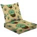 2-Piece Deep Seating Cushion Set Cute Kawaii Cactus Seamless Outdoor Chair Solid Rectangle Patio Cushion Set