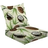 2-Piece Deep Seating Cushion Set Beautiful floral seamless with aloe vera and coconut Perfect for Outdoor Chair Solid Rectangle Patio Cushion Set