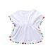 ZIYIXIN Summer Kids Baby Girls Lovely Beachwear Dress Tassel Solid/Leopard Printed Elastic Mini Dresses White 4-5 Years