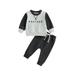 Toddler Baby Girls Boys Pants Set Long Sleeve Crew Neck Embroidery Letters Sweatshirt with Elastic Waist Sweatpants