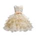 3-10T 3D Flower Girl Ruffle Cake Lace Dress for Kids Wedding Bridesmaid Pageant Party Prom Formal Ball Gown Princess Puffy Tulle Dresses