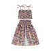 ZIYIXIN Toddler Baby Girl Summer Outfits Ruffle Straps Crop Tops High Waist Floral Printing Long Maxi Skirts Set Purple 2-3 Years