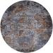 Ahgly Company Machine Washable Indoor Round Industrial Modern Black Eel Black Area Rugs 6 Round