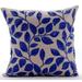 Mocha Accent Pillow Art Deco Floral Throw Pillow Cover 12x12 inch (30x30 cm) Cushion Cover Linen Square Pillow Cover Blue Sequins Leaves Garden Modern - Rainy Blue Leaves