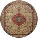 Ahgly Company Machine Washable Indoor Round Traditional Fall Leaf Brown Green Area Rugs 3 Round