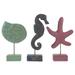 3pcs Creative Handmade Conch Seahorse Statue Wood Sculpture Scene Prop