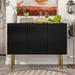 Modern Simple & Luxury Style Sideboard Particle Board & MDF Board Cabinet with Gold Metal Legs & Handles, Adjustable Shelves