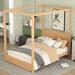 Full Size Canopy Platform Bed with Headboard and Support Legs